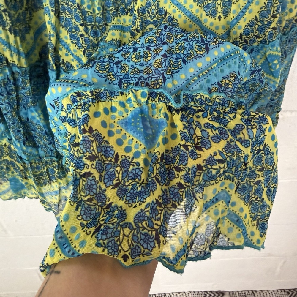 VTG Draper's & Damon's Skirt BoHo Maxi Skirt SZ LP Blue Gauzy Tiers Sheer Gypsy - Picture 6 of 11
